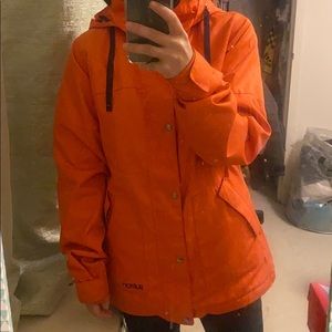 Bright orange snowboard jacket, oldie but a goodie